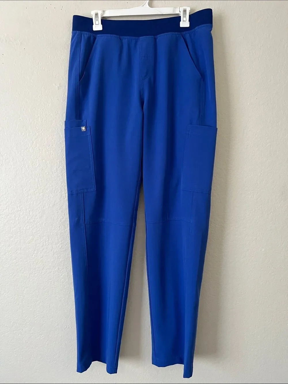 EUC FIGS Axim Cargo Scrub Pants Drawcord Waist Blue PO#1660 Size L